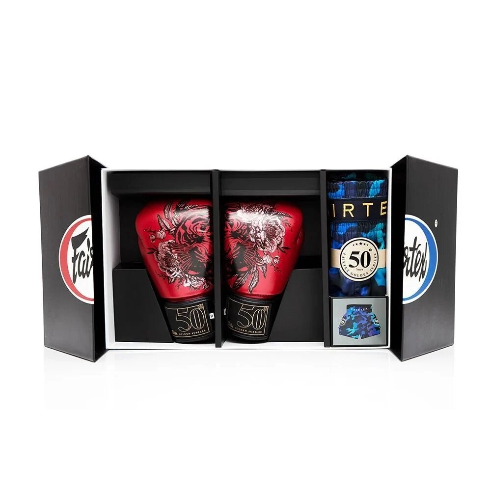 

Набор для тайского бокса Fairtex Golden Jubilee, Set 1 Luster, размеры 12 oz./XS