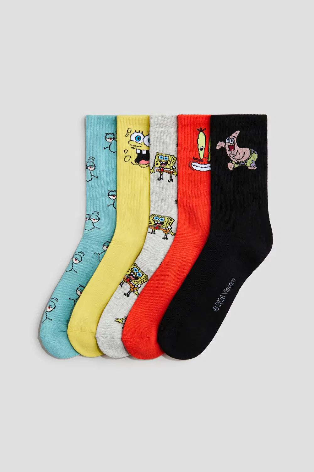 Набор из 5 носков с интарсией H&M, Gelb/Spongebob Schwammkopf