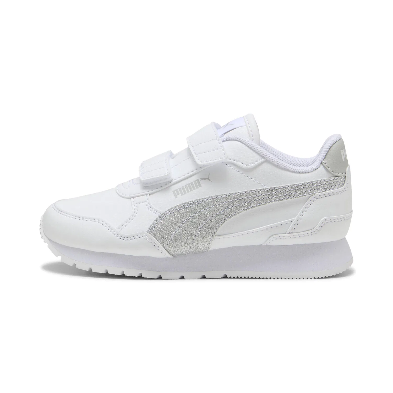 Детские кроссовки с блестками ST Runner v4 Glitter Puma, Цвет Weiss Silver Grey — фото 3