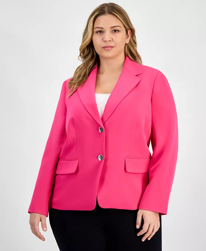 

Блейзер с вырезным лацканом Plus Size Kasper, розовый