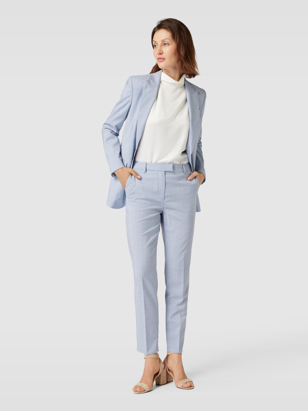 

Брюки прямого кроя из ткани в клетку, модель «Тамата» BOSS, светло-голубой