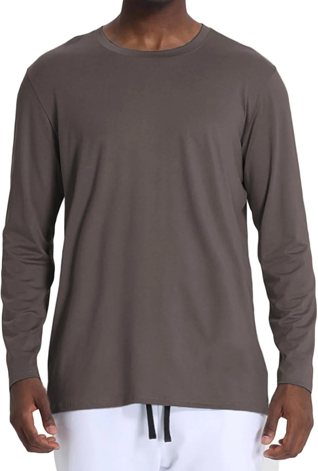 

Мужская футболка с круглым вырезом, свободный крой, легкая, с длинными рукавами QUNPIU