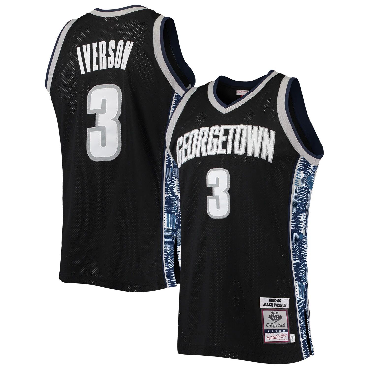 

Мужская футболка Mitchell & Ness Allen Iverson Black Georgetown Hoyas 1995-96 Authentic Throwback Джерси