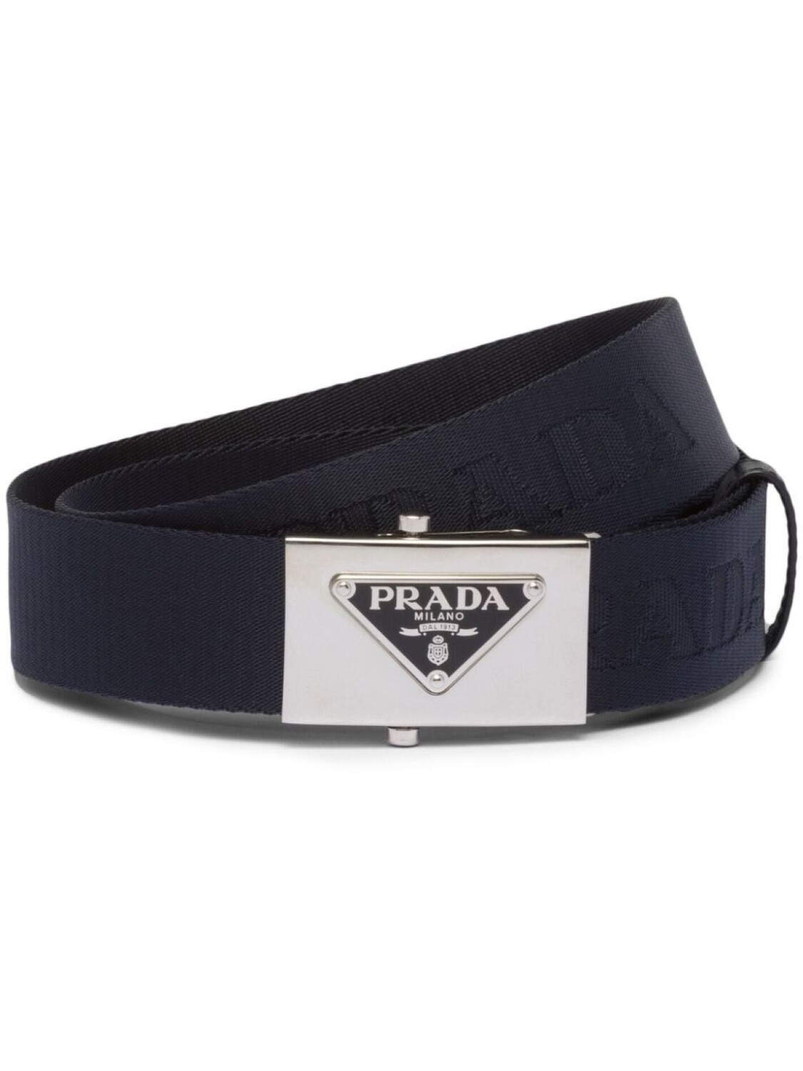 

Prada плетеный ремень с логотипом, синий