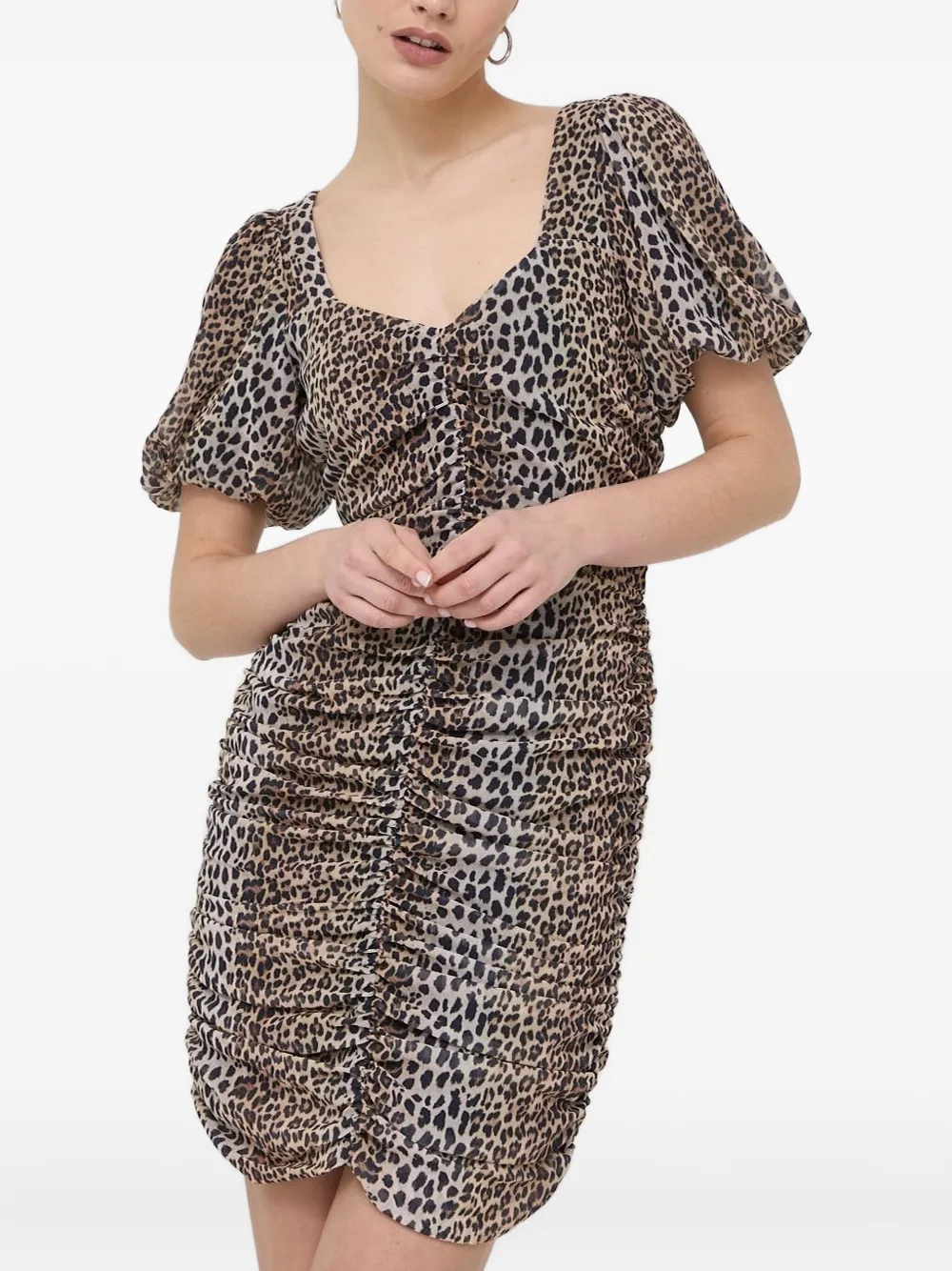 

Платье с рукавами-буфами и сборками Notes du Nord, коричневый