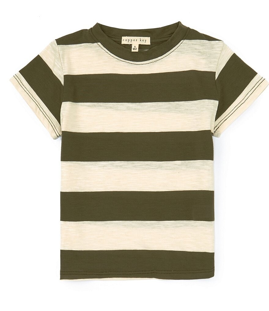 

Трикотажная футболка свободного кроя в полоску Copper Key Little Girls 2T-6X, зеленый