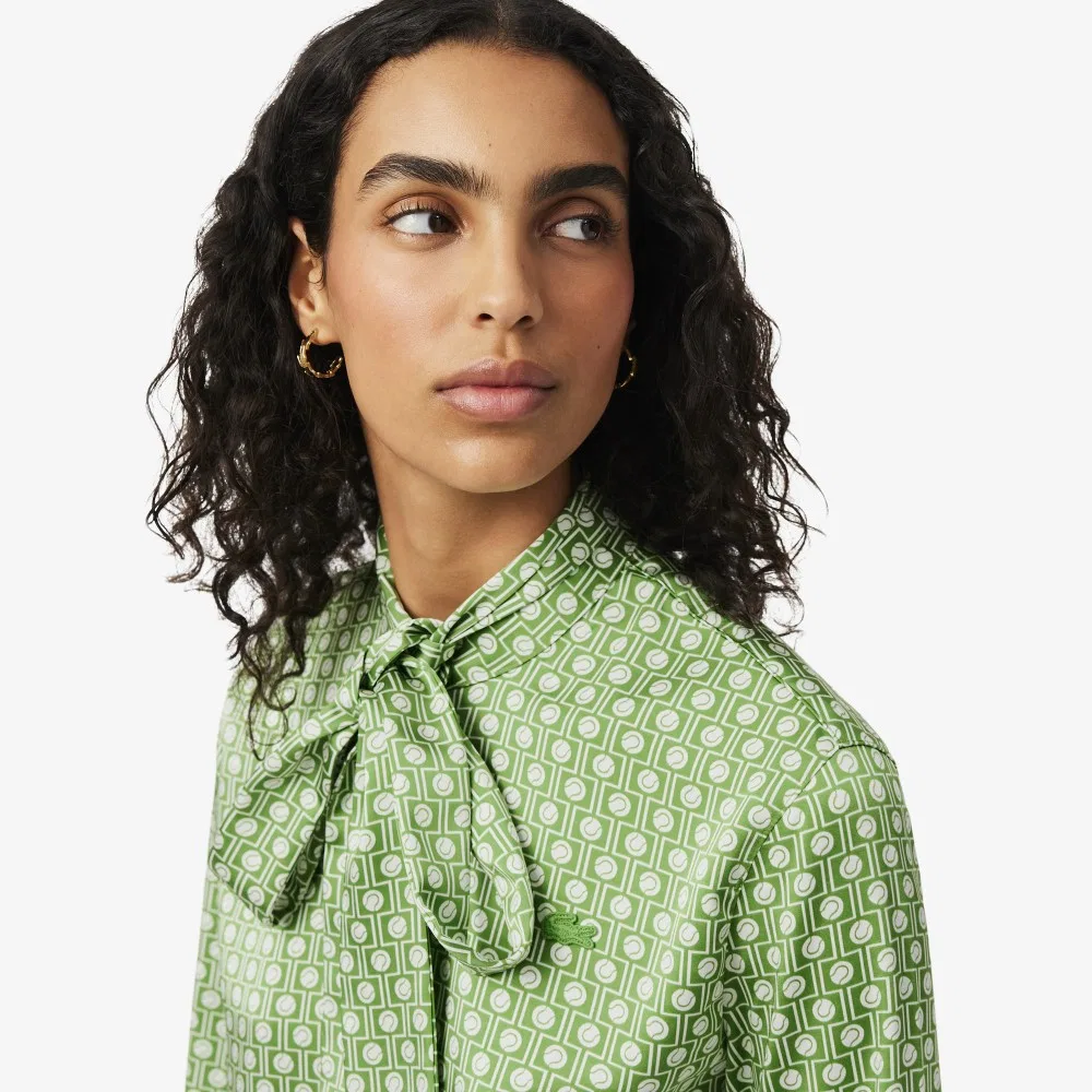 Блузка Lacoste Сатиновая, Зелёная — фото 2
