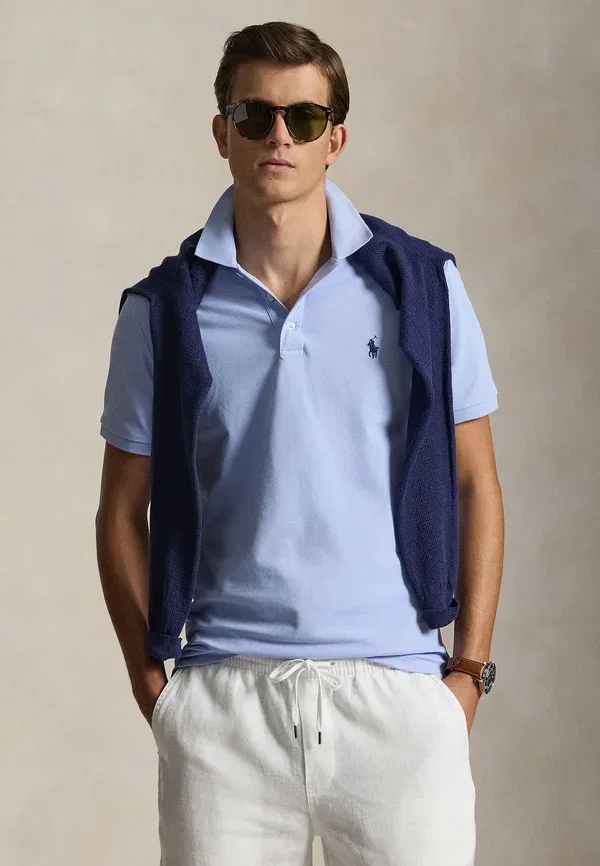 Поло с коротким рукавом Polo Ralph Lauren, цвет галька голубой