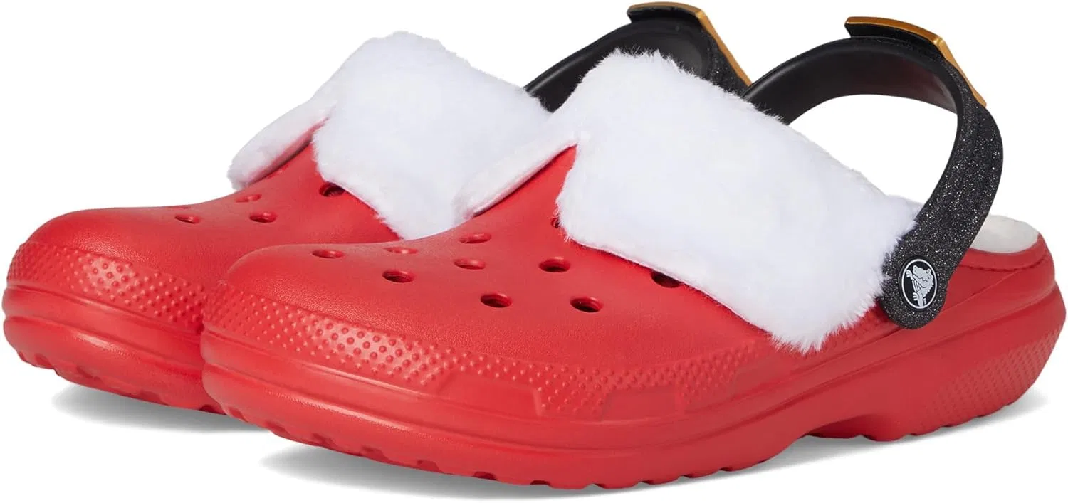 Детские классические сабо Crocs унисекс с подкладкой, детские тапочки, деревянные сабо, Varsity Red Multi