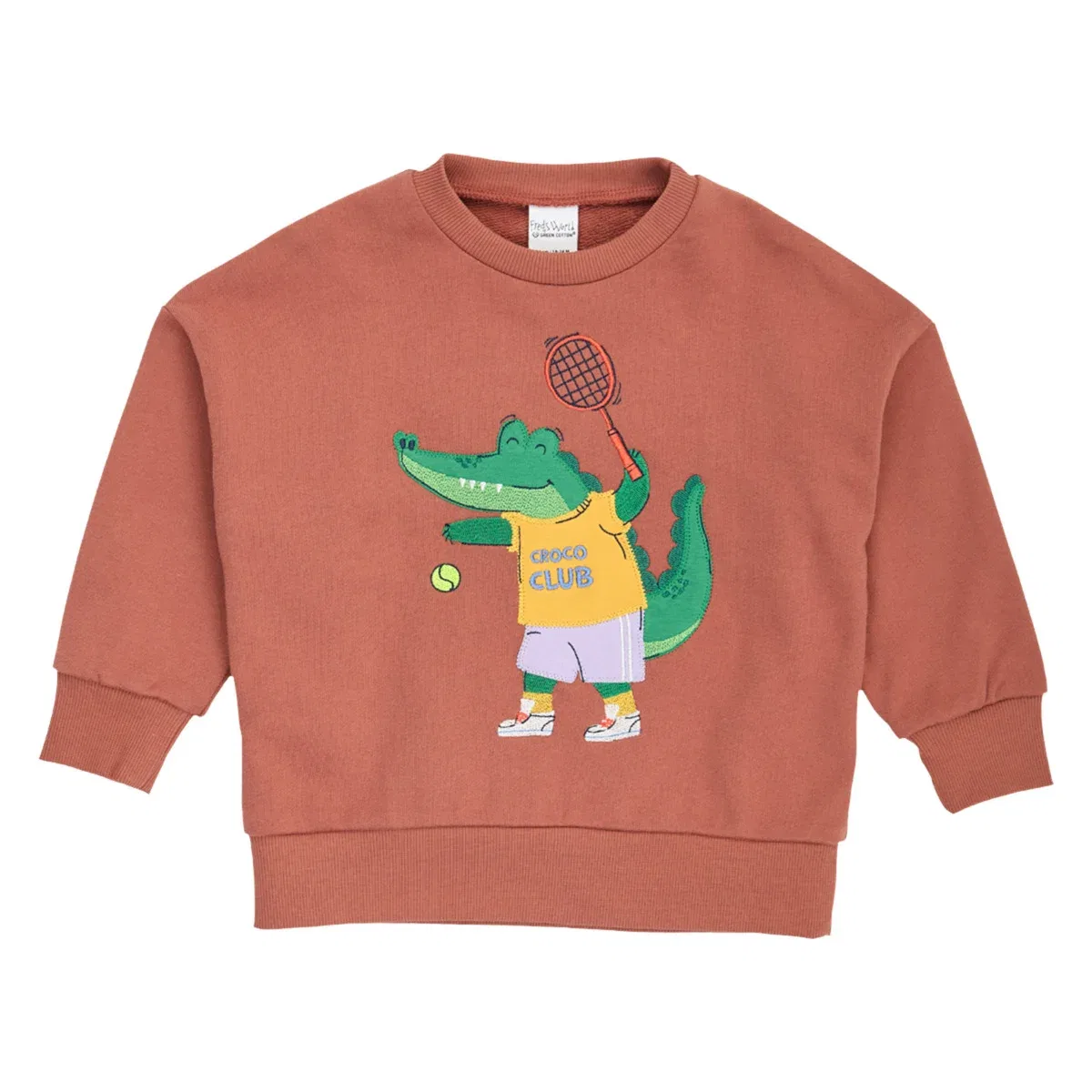 Спортивный свитшот с крокодилом Fred´s World by GREEN COTTON, коричневый