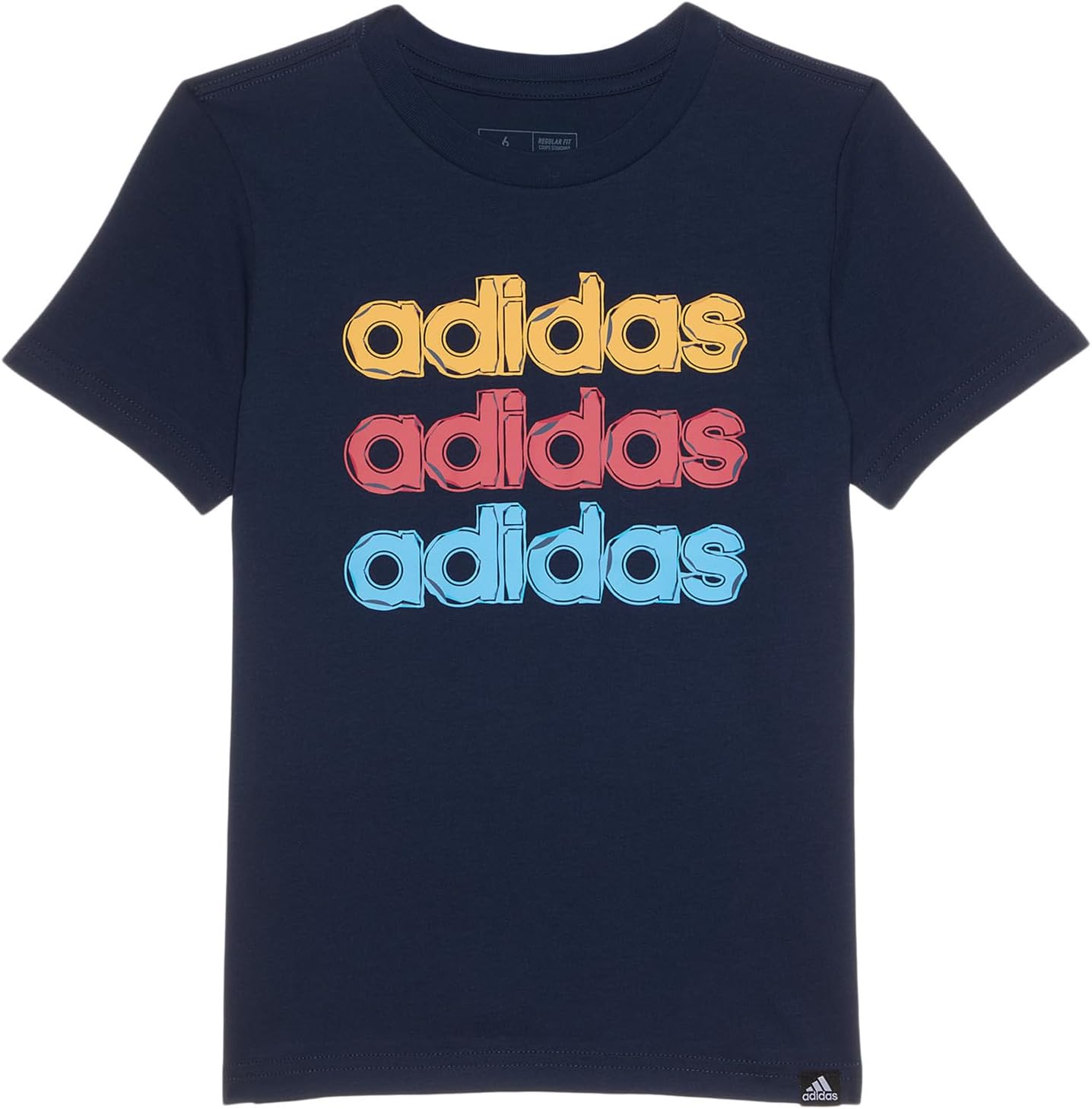 

Футболка adidas Kids SS Linear Stack Tee(Toddler/Little Kid/Big Kid), темно-синий