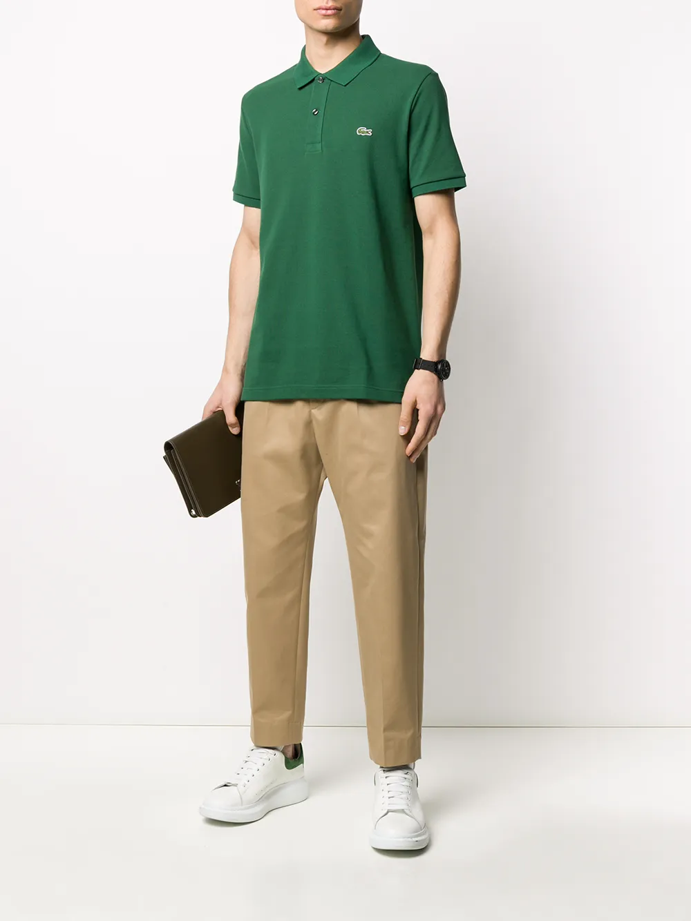 Рубашка-поло с вышитым логотипом Lacoste, зеленый — фото 2