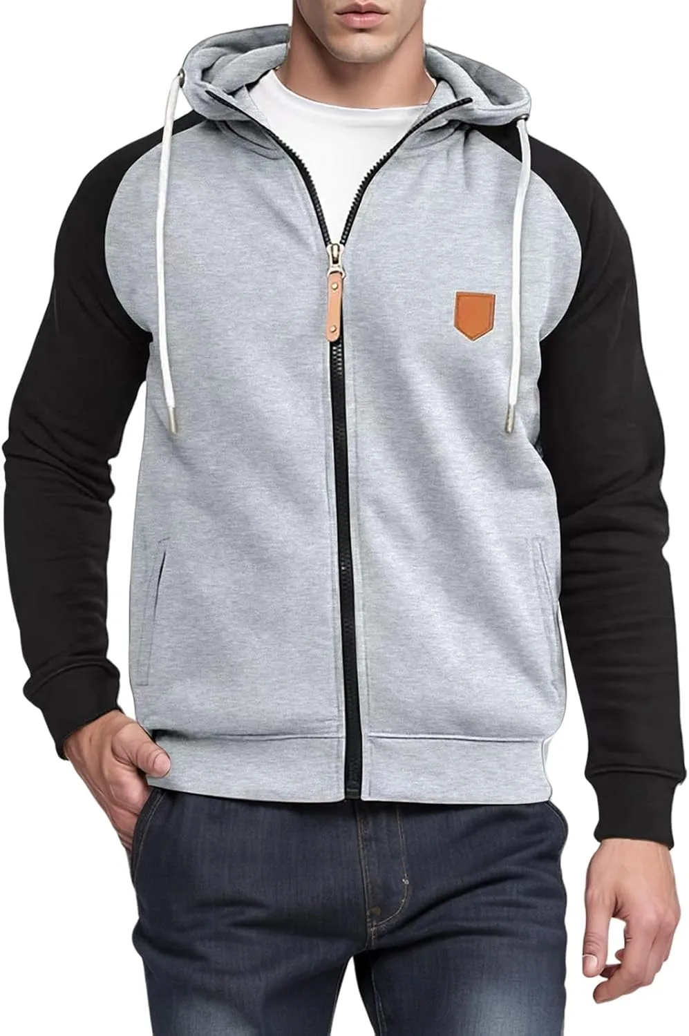 Мужская худи с цветными блоками Casual Full Zip Up