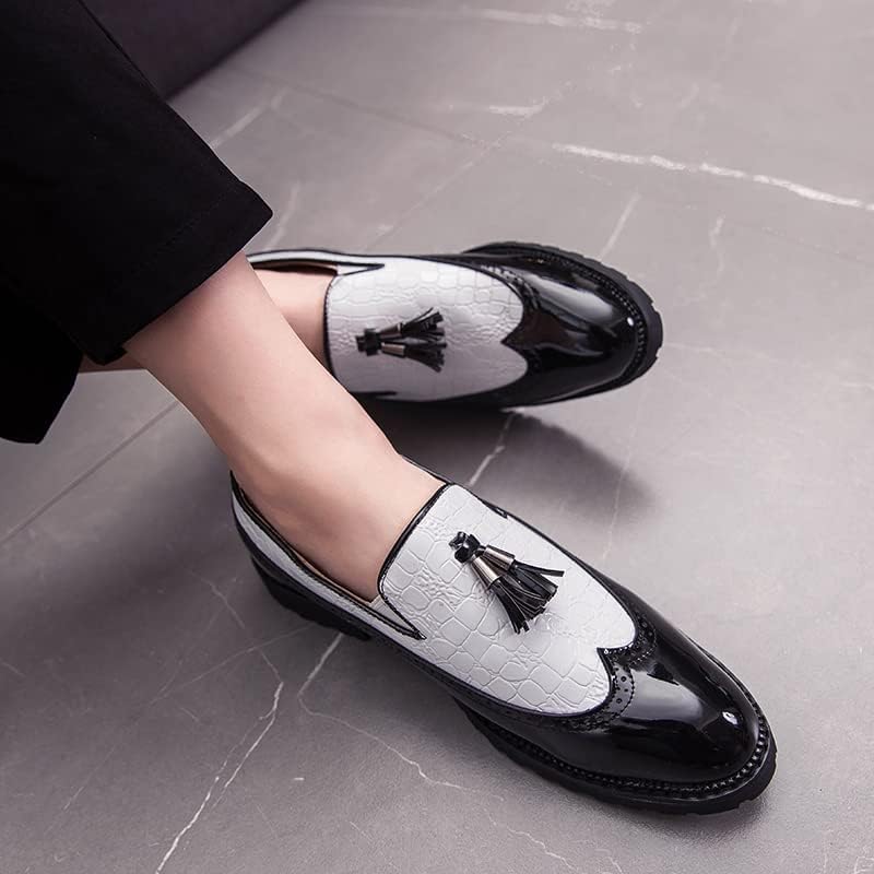 Мужские оксфорды HuitJours многокрасочные броги Wing Tip с шнуровкой, пэчворк, двухцветные, с перфорацией и круглым носком, E-white — фото 4