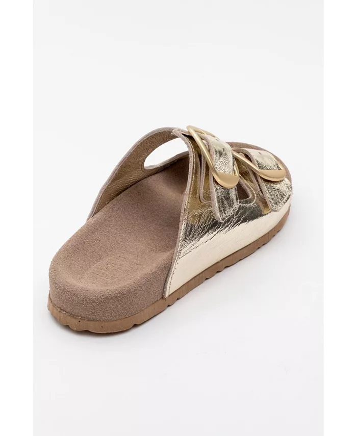 Овеста Слайды на мягкой стельке из кожи (женские) Forever & Always Shoes, золотой — фото 2