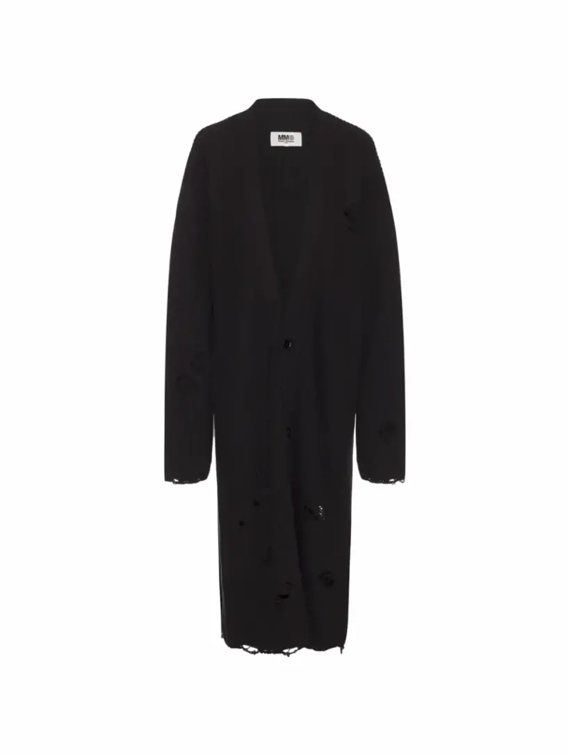 

Удлиненный вязаный кардиган MM6 MAISON MARGIELA, черный