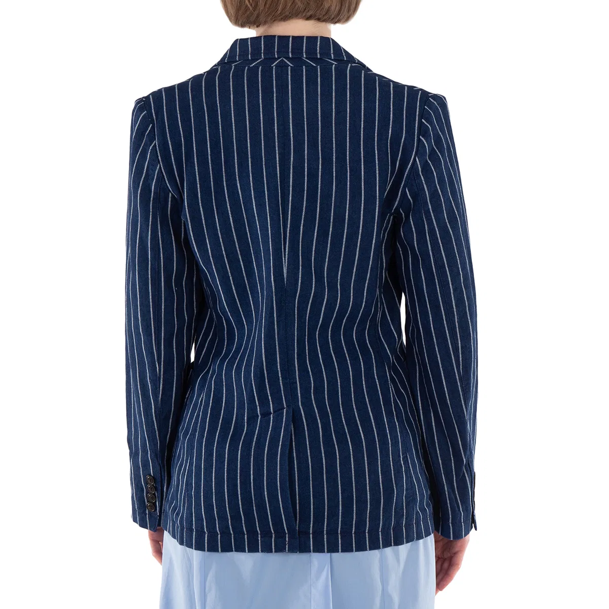 Блейзер из льна и хлопка в полоску Linen-Cotton Pinstripe Blazer Polo Ralph Lauren, Blue — фото 3