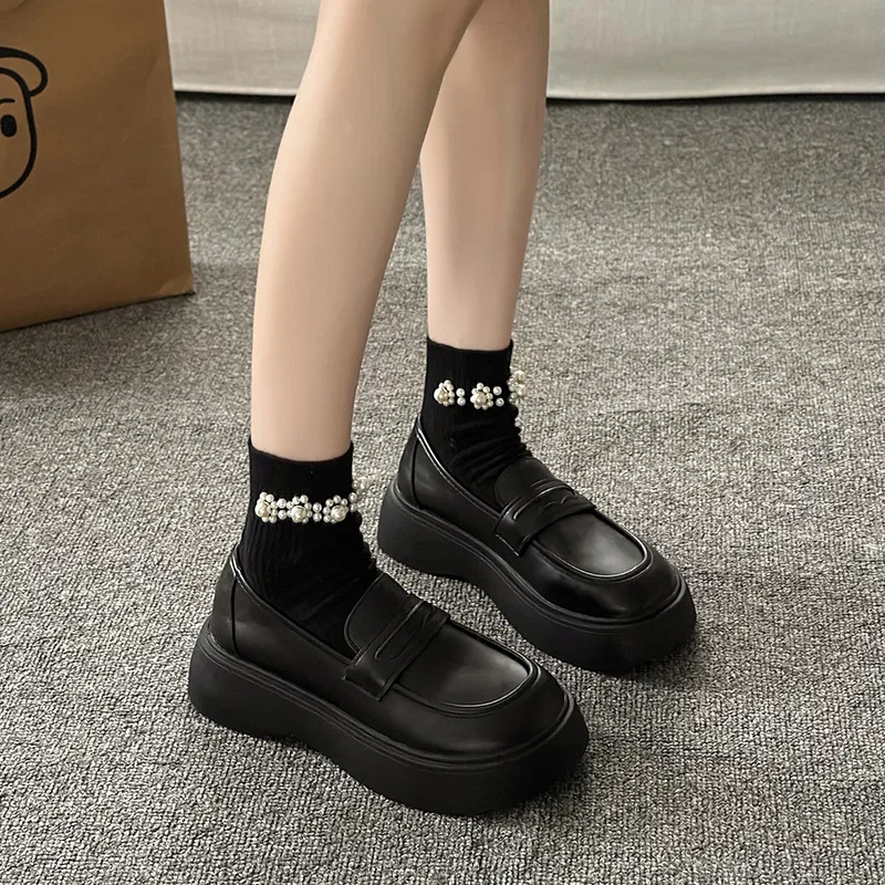 Детские туфли-лоферы из синтетической кожи XIAOLUMILI, Black — фото 4