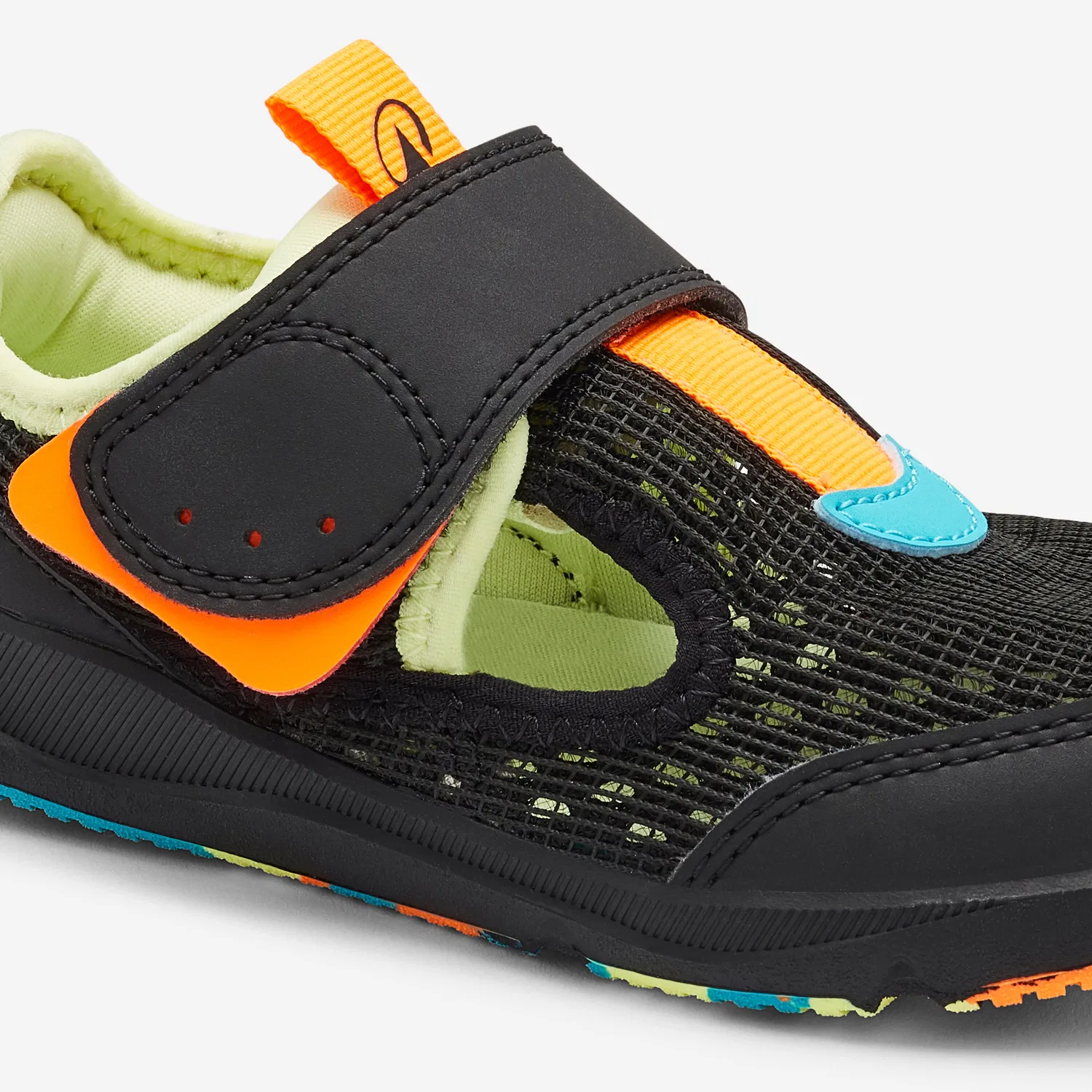 Детские дышащие ботинки для ходьбы Stepper Fresh Decathlon, Цвет: Rauchschwarz / Aquamarin / Neonorangerot — фото 3