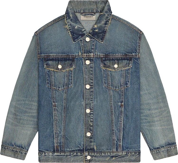 

Куртка Fear of God Essentials Denim Trucker Jacket 'Dark Indigo', синий