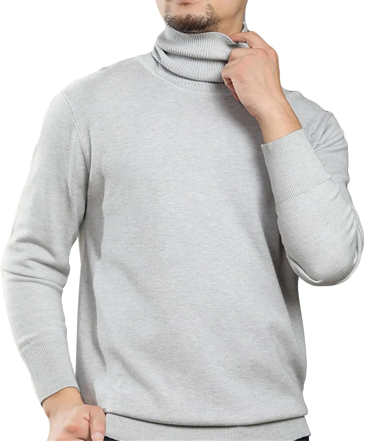 Джемпер мужской с воротником-стойкой, Slim Fit, Серый Generic