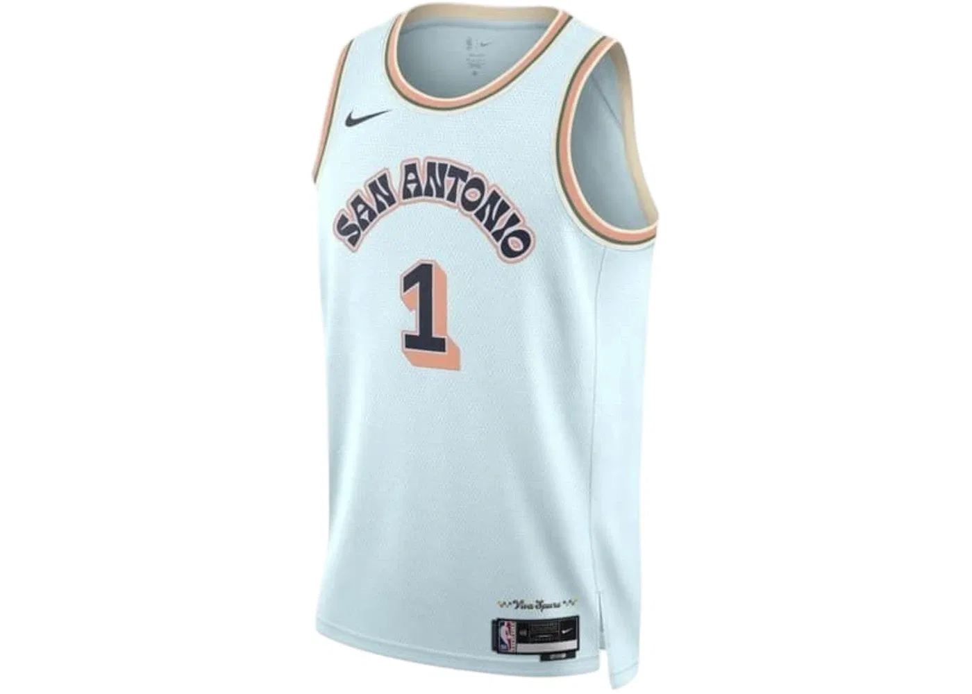 Мужская джерси с длинным рукавом Nike NBA San Antonio Spurs Victor Wembanyama 1 2024-25 City Edition Swingman Jersey, Celestine Blue