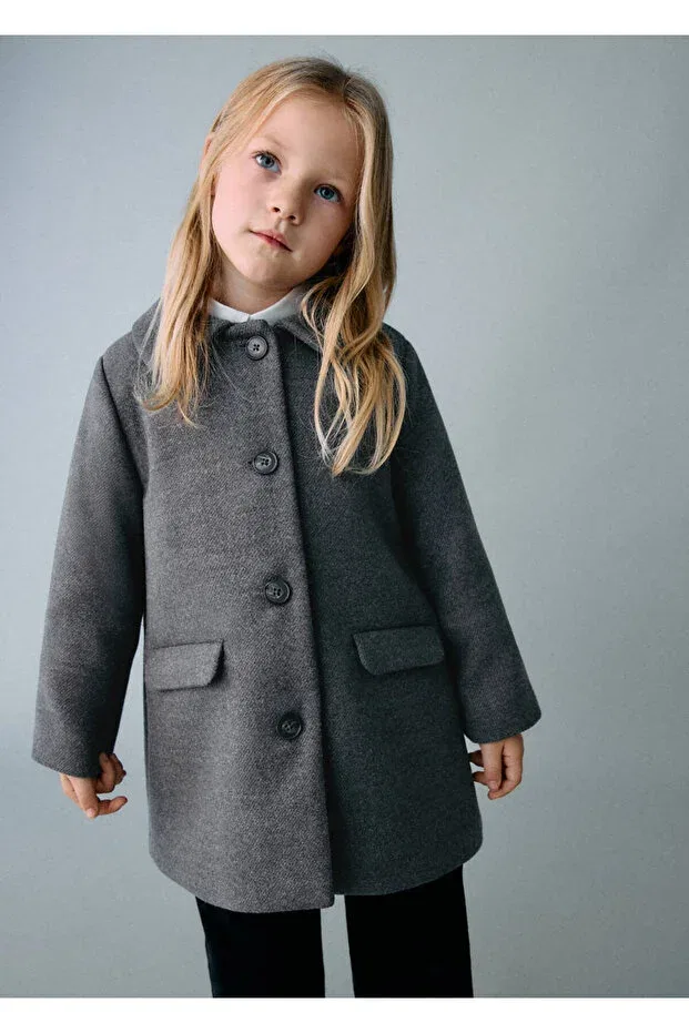 Детское пальто для девочек с длинным рукавом Mango Baby, Medium Grizzly Gray