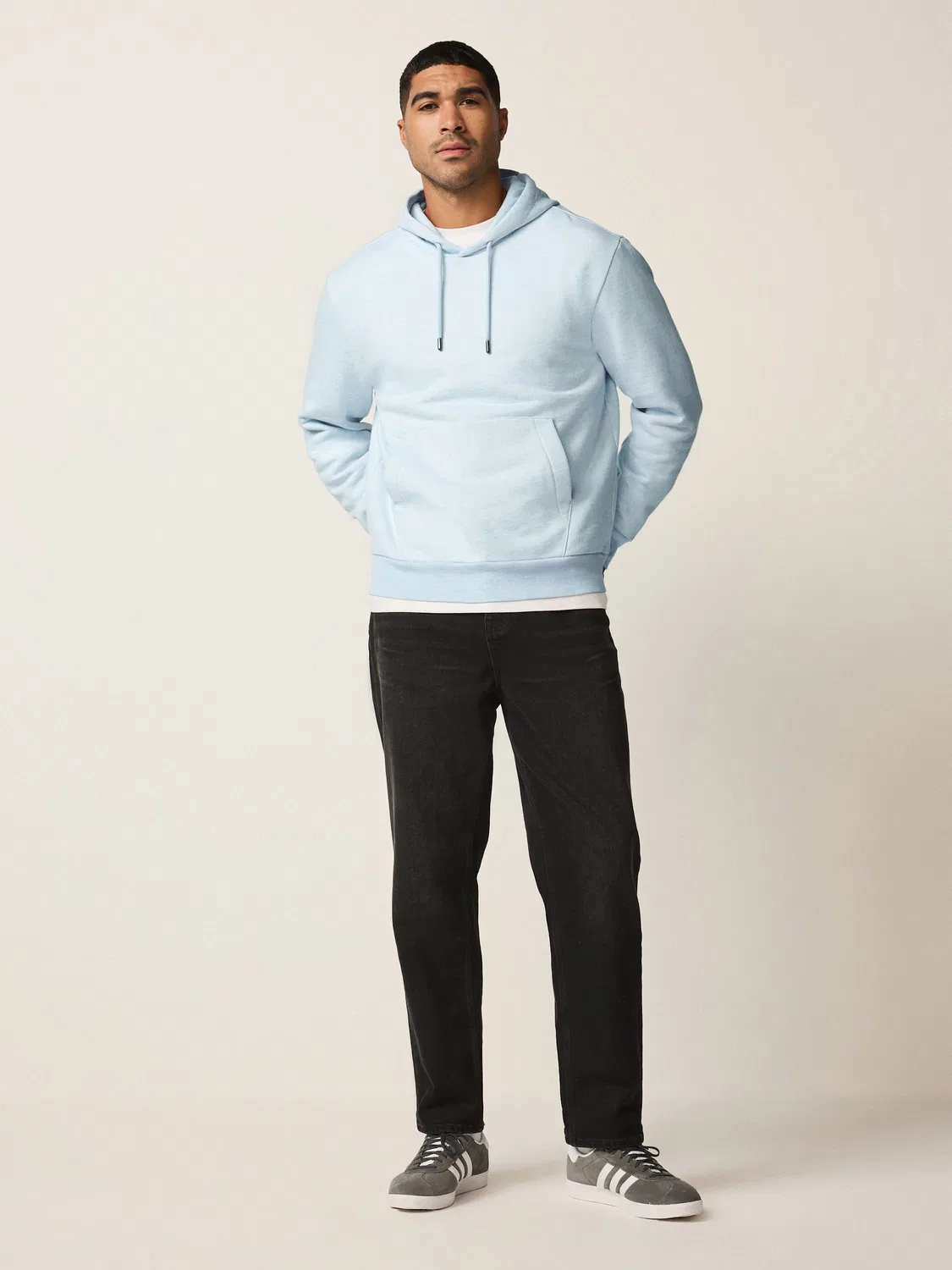 Худи Regular Fit Heavyweight из хлопка Next, Светло-голубой меланж — фото 3