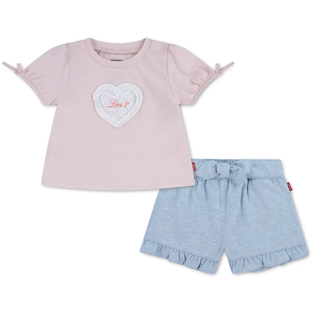 Детский комплект для девочек с принтом Levi's, Pink