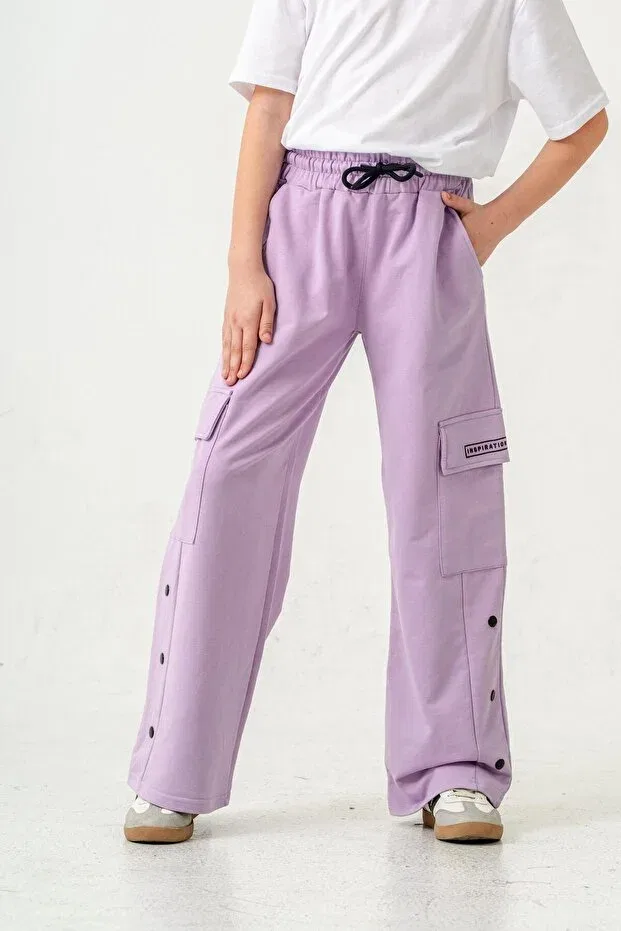 Детские спортивные штаны для девочек с карго-карманами Mışıl Kids, Lilac — фото 2