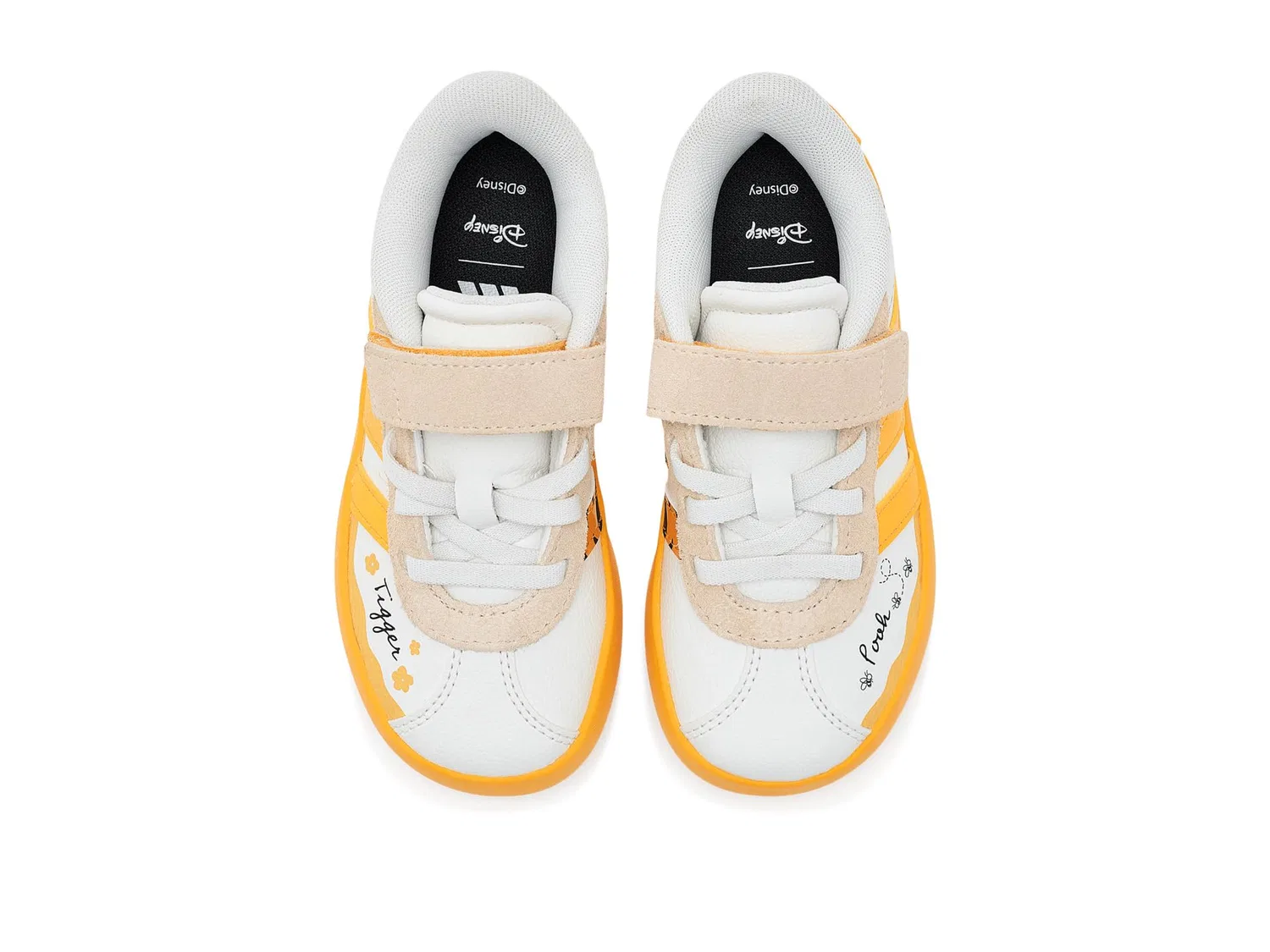 Кроссовки Disney Vl Court 3.0 Elastic Lace & Strap (для маленьких детей) Adidas Kids, Off-white/Crew Yellow/Black — фото 3