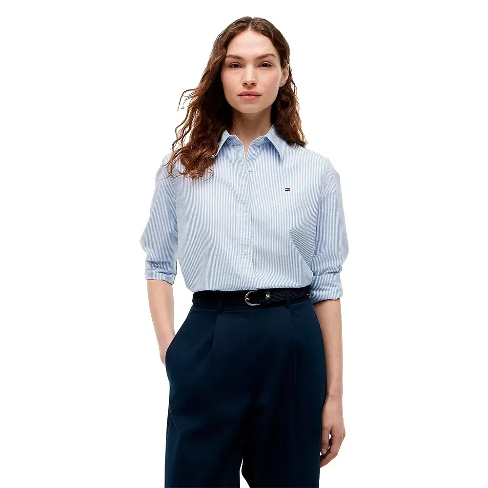 Женская хлопковая рубашка с длинным рукавом Tommy hilfiger, Blue