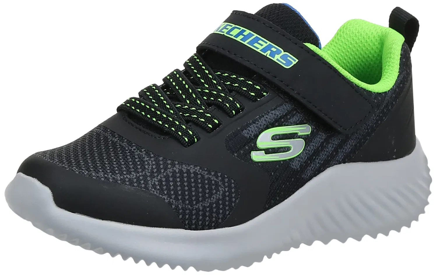 Детские кроссовки для мальчиков с принтом Bounder Zallow Skechers, Black Blue Lime