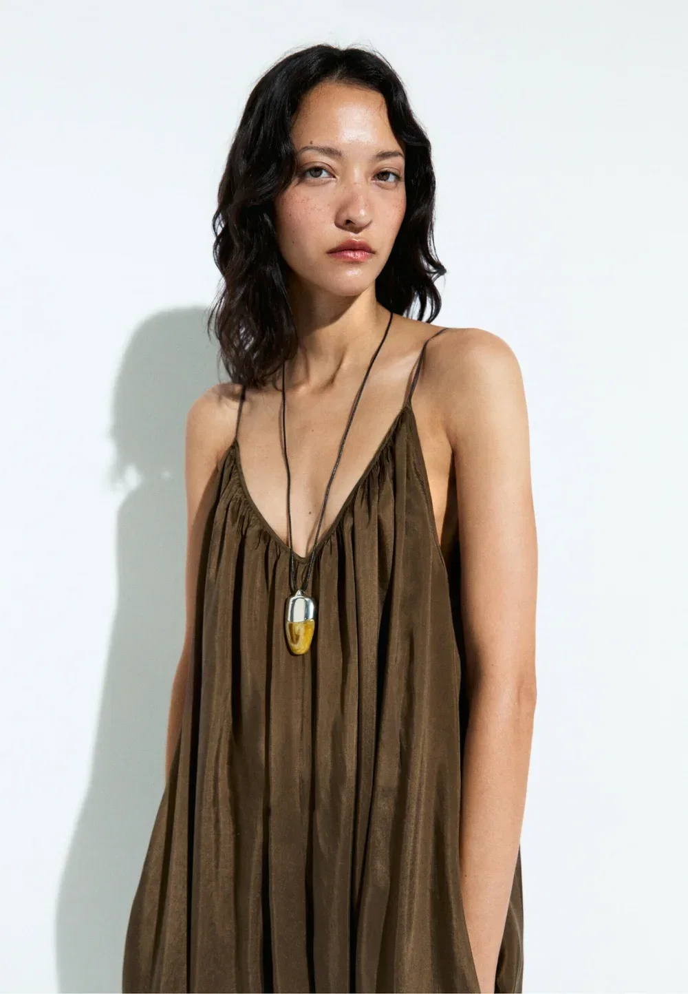 Струящийся комбинезон саруэль - комбинезон Massimo Dutti, Dark Brown — фото 3