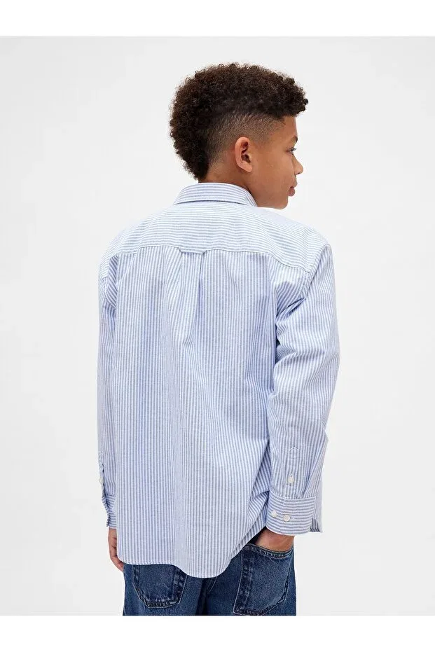 Детская рубашка для мальчиков с принтом Oxford Shirt Gap, Синий — фото 4
