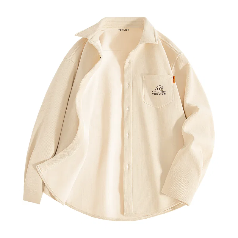 Детская рубашка из вельвета с длинным рукавом Tonlion, Light Beige