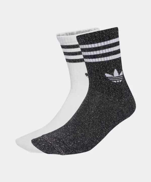 Носки 3-полосные глиттерные 2 пары, Adidas, белый/черный