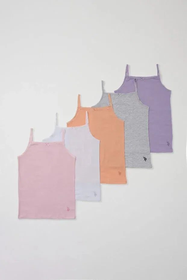 Детская майка для девочек хлопковая 5 шт U.S. Polo Assn., Colored