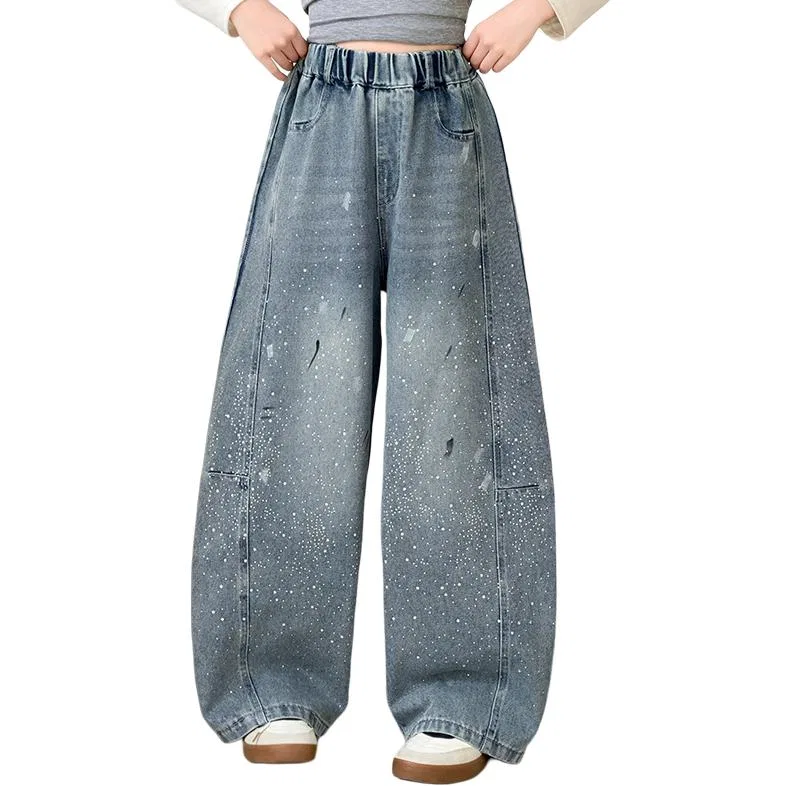 Детские джинсы с принтом Light Blue Graffiti Jeans PLANDOO