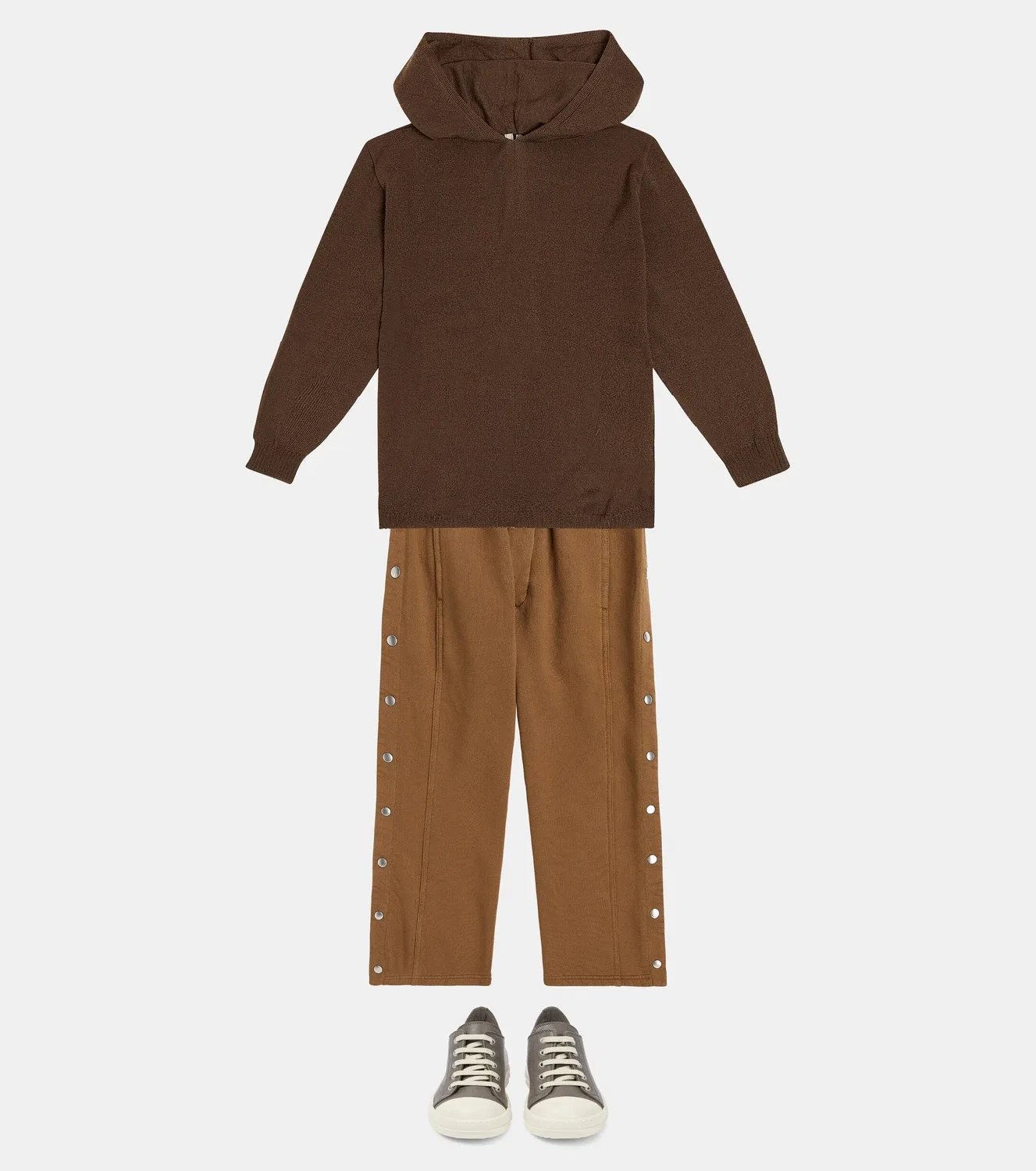 Худи из шерсти с капюшоном Rick Owens Kids, коричневый — фото 2