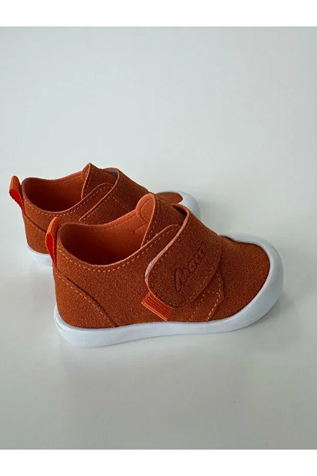Детские туфли-сандалии на липучке с ортопедической стелькой Macco Shoes, Orange — фото 4