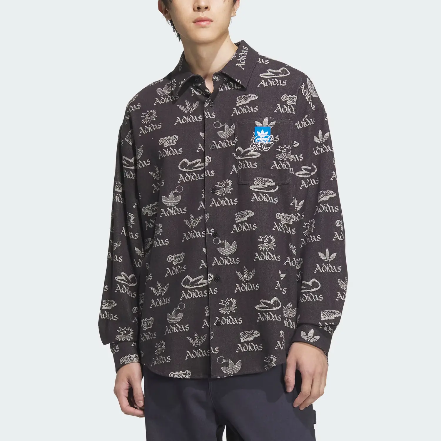 Adidas Originals Рубашка CITY SKATE мужская Medium Denim Black/White — фото 4