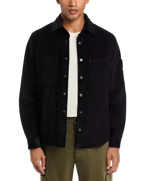 Мужская куртка из микровельвета Stone Island, черный