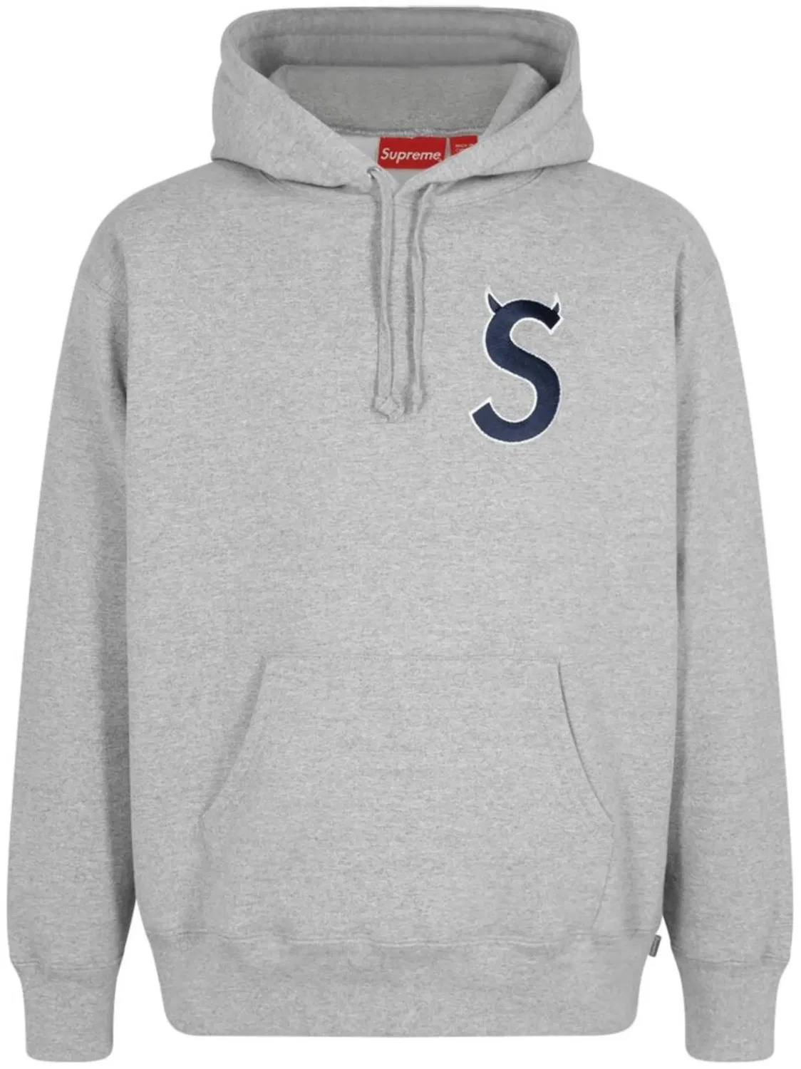 Худи с логотипом S и шнуровкой Supreme, серый