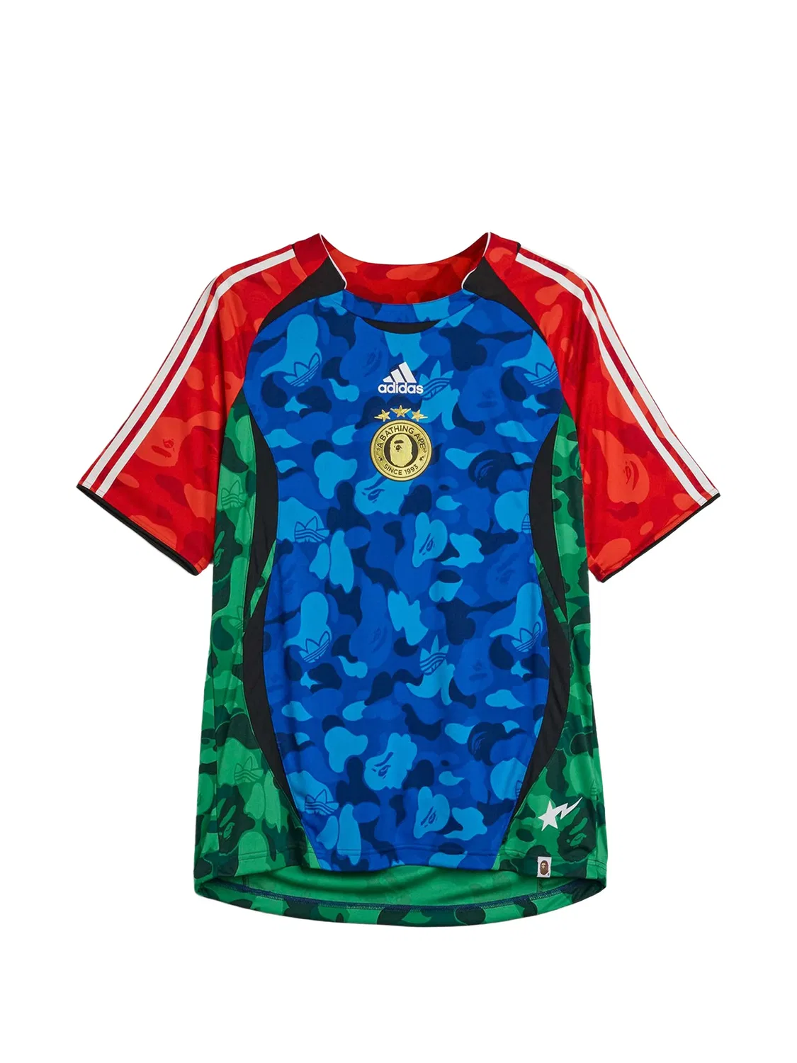 Футболка Teamgeist с камуфляжным принтом из коллаборации с Bape Adidas, синий