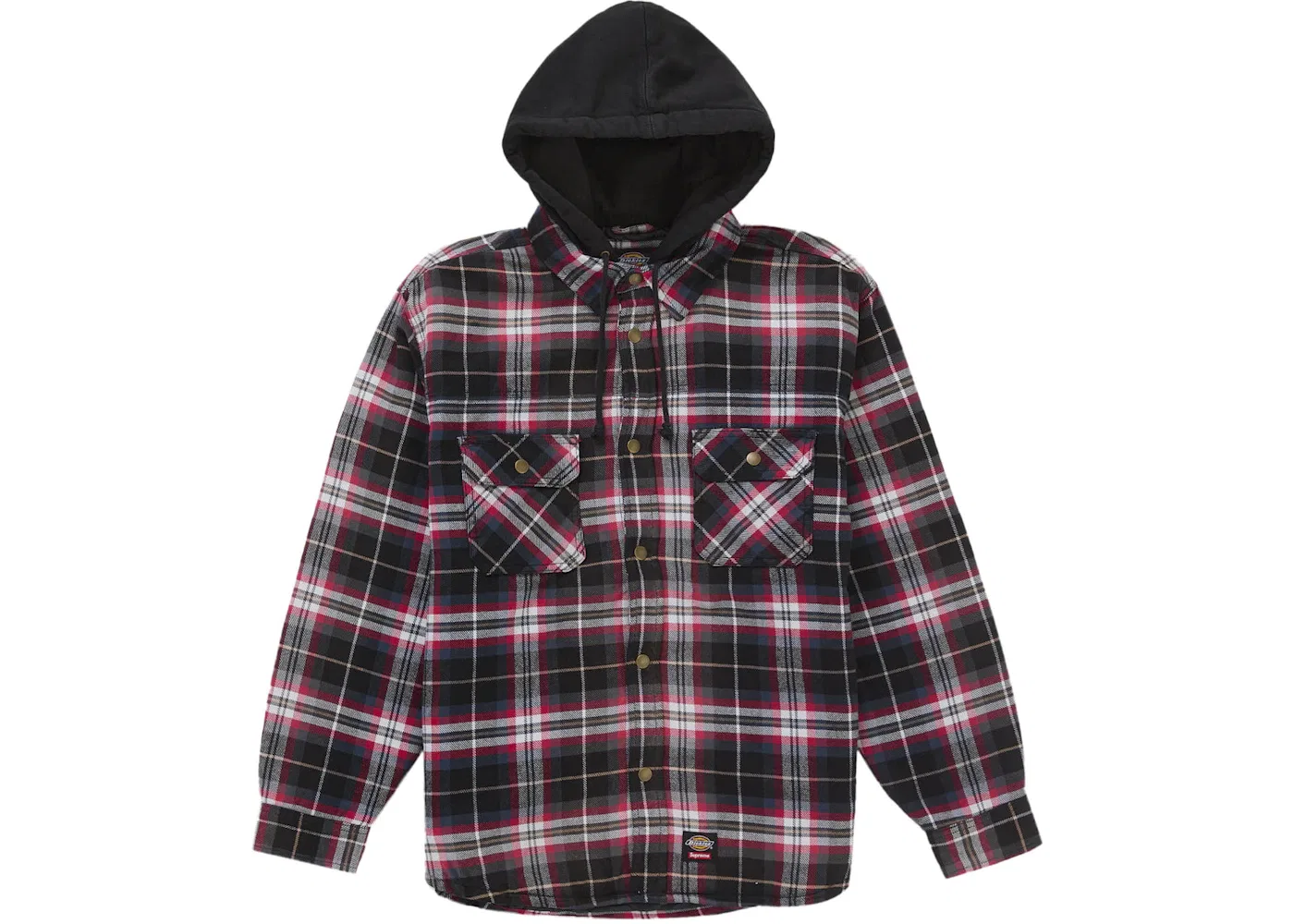 Мужская фланелевая рубашка-худи на молнии с утеплителем Supreme Shirt, Black