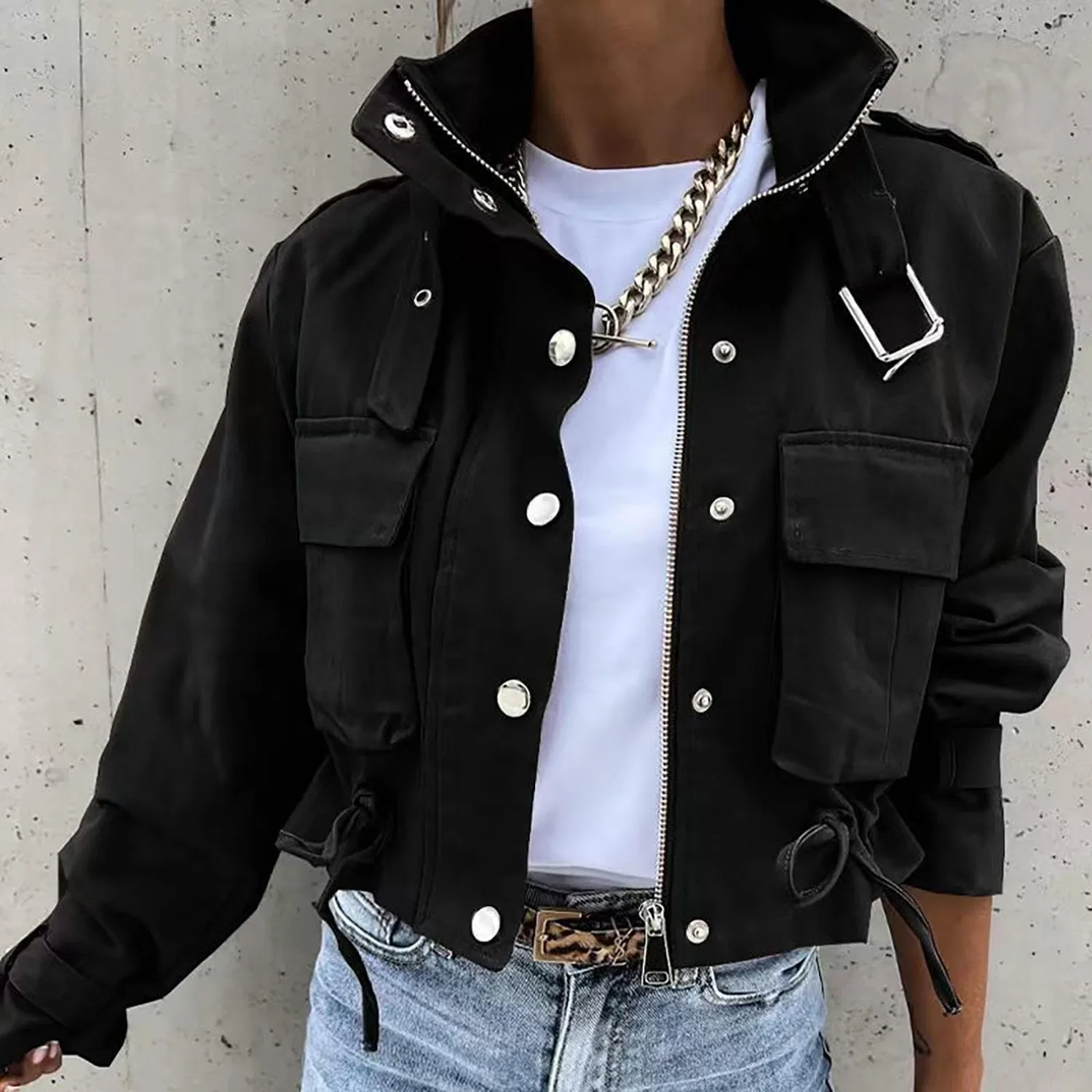 Женский жилет с длинным рукавом и цветочным принтом Winter Work Jacket, Black — фото 2