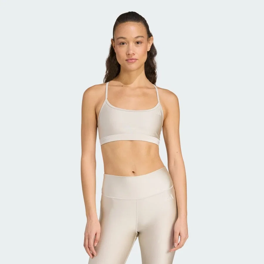 Спортивный бюстгальтер Aeroreact Training Light-Support Shiny Bra adidas, Бежевый