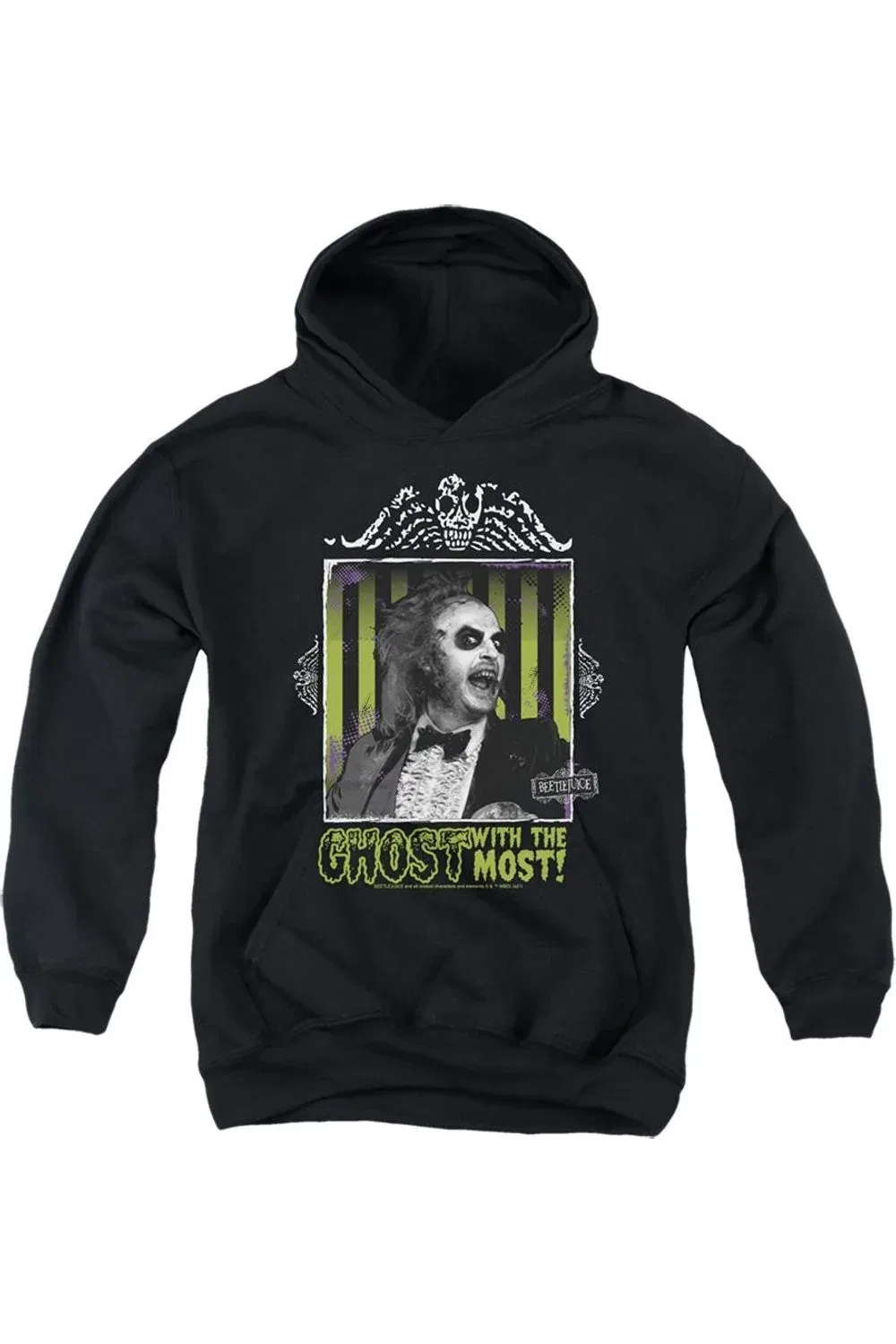 Детское худи с капюшоном с принтом Beetlejuice Ghost With The Most Gildan, черный