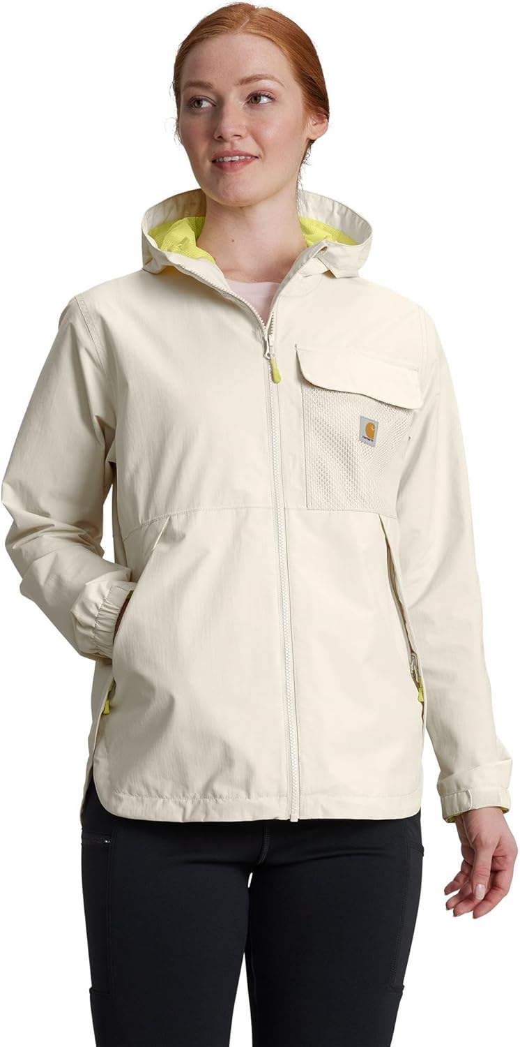 

Carhartt женская куртка с капюшоном Storm Defender Loose Fit, легкая, складывающаяся, Chalk